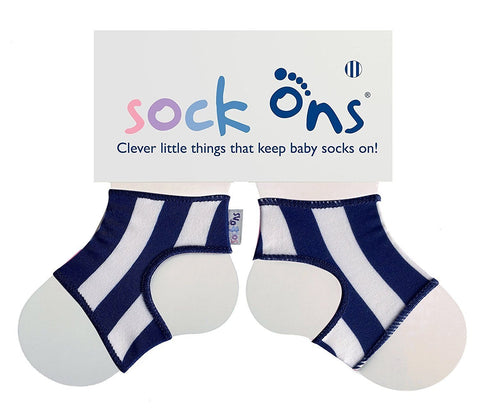 Image of Sock Ons Keep Baby Sock Ons 0-6 Months Nautical Stripe