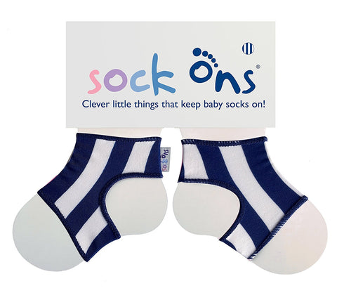 Image of Sock Ons 6-12m Navy Stripe